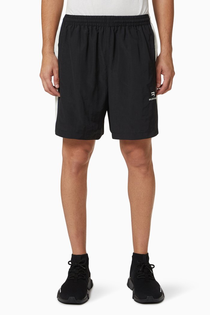 

Sporty B Tracksuit Shorts in Nylon, Black