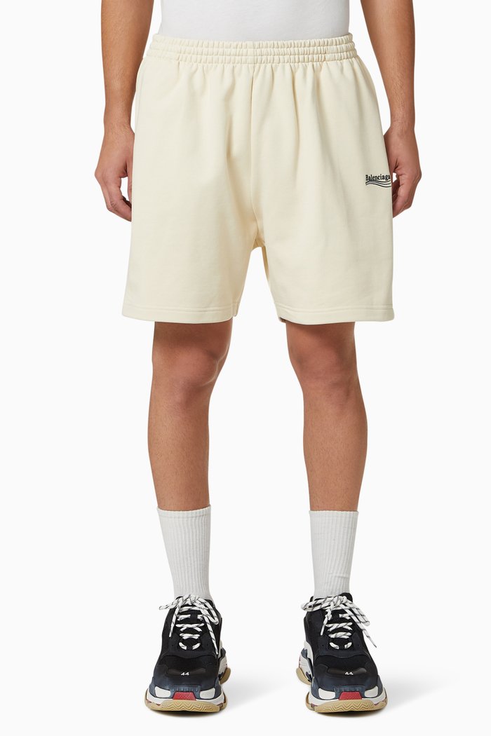 Political Campaign Sweat Shorts in Cotton Fleece, Neutral