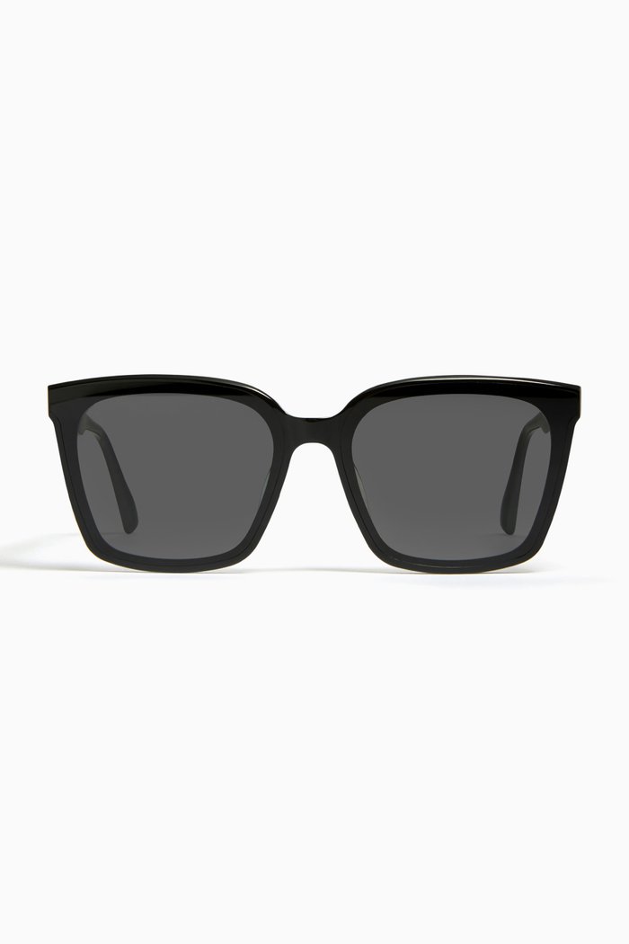 

Tega 01 Square Flatba Sunglasses in Acetate, Black