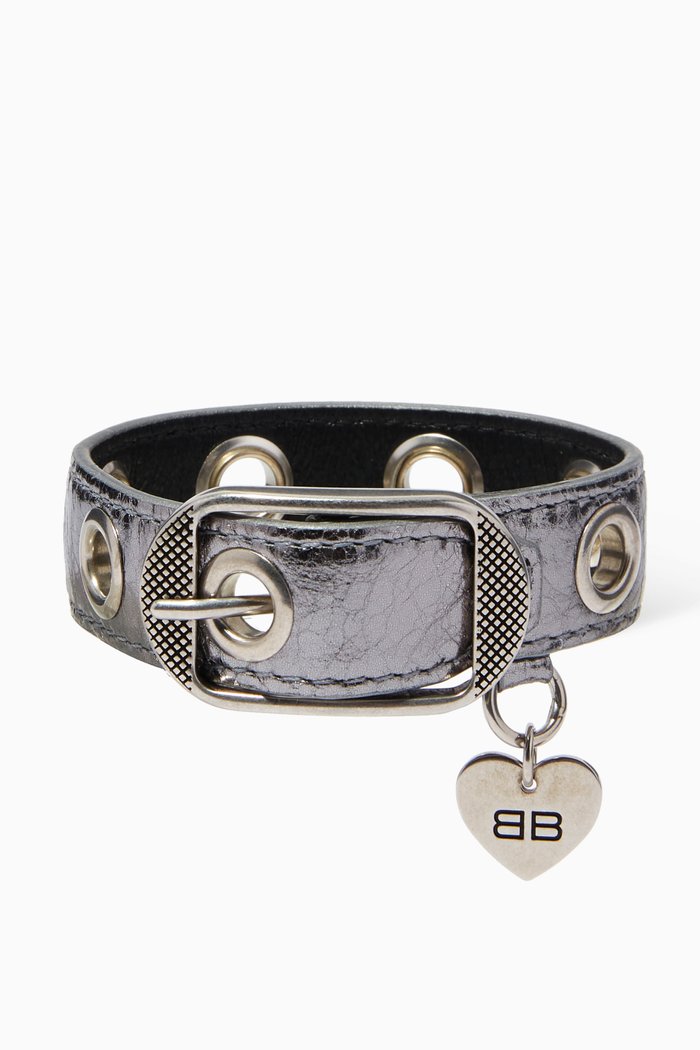 

Le Cagole Bracelet in Crocodile Embossed Calfskin, Silver