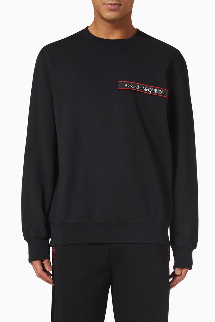

Selvedge Logo Sweatshirt in Cotton Knit, Black