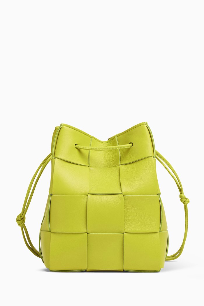 

Cassette Mini Bucket Bag in Intrecciato Nappa, Green