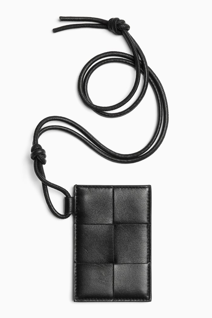 

Lanyard Card Case in Intrecciato Nappa Leather, Black