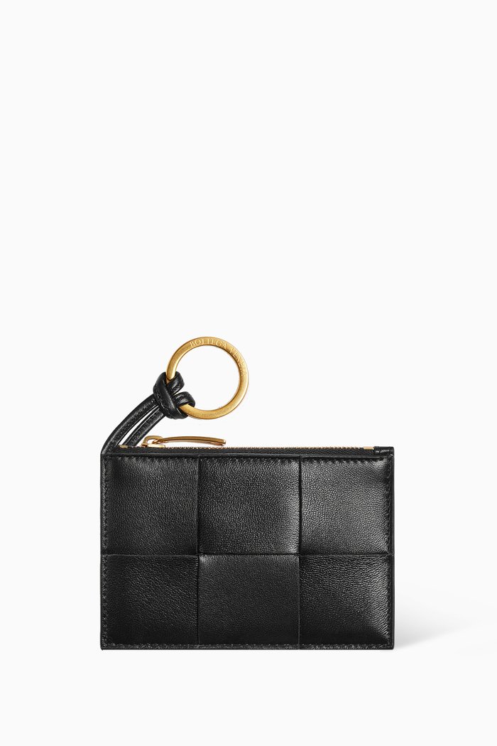 

Key Pouch in Intreccio Nappa Leather, Black