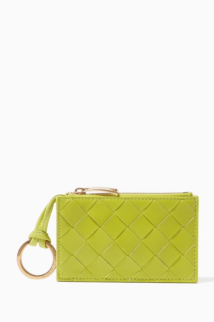 

Key Pouch in Intreccio Nappa Leather, Green