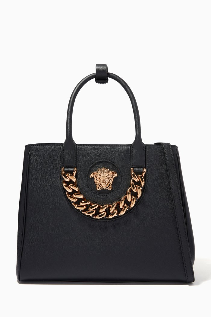 

La Medusa Medium Tote Bag in Leather, Black