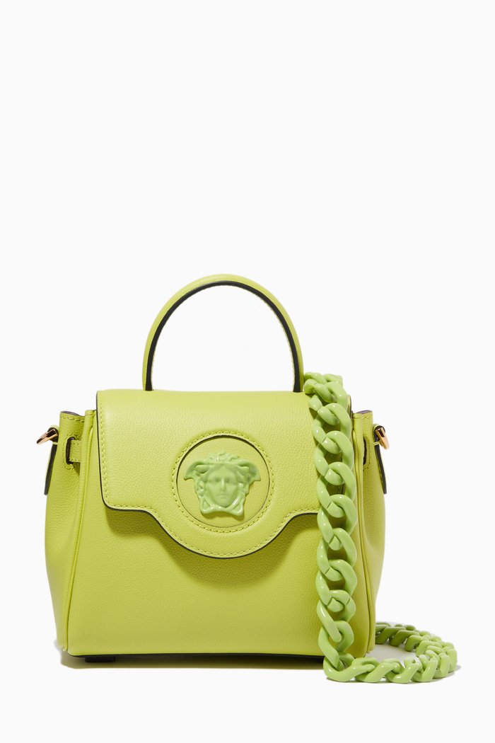 

La Medusa Mini Top Handle Bag in Leather, Yellow