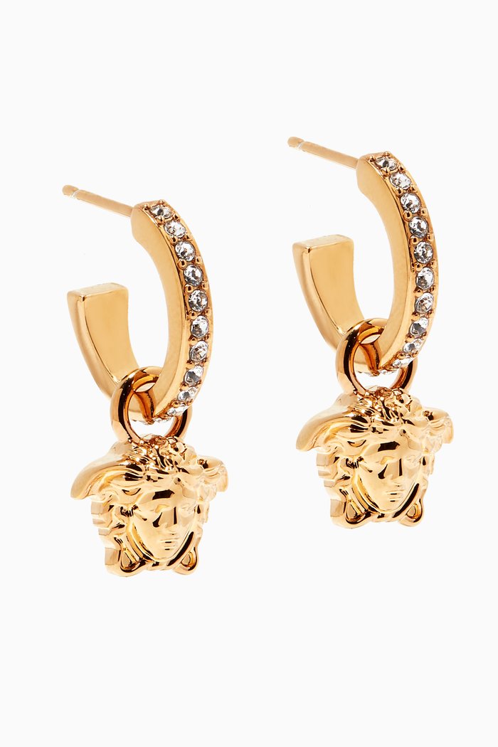 

La Medusa Crystal Drop Earrings in Brass, Gold