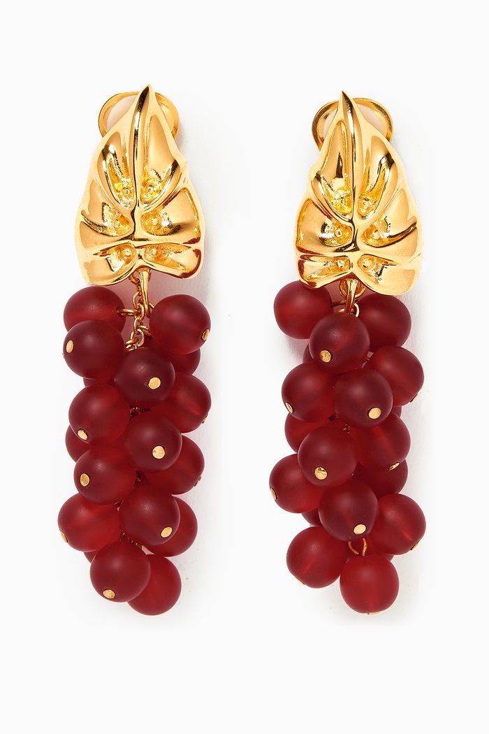 

Sofia Earrings in 24kt Gold Plated Bronze, Burgundy