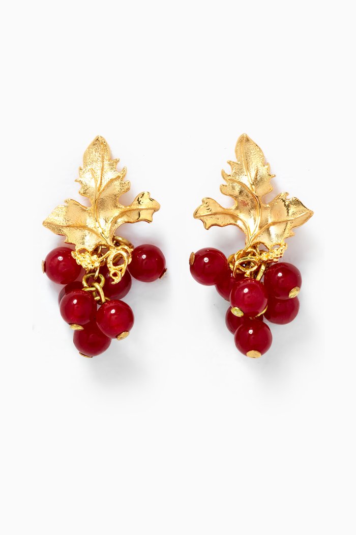 

Siena Earrings in 24kt Gold-plated Bronze, Red