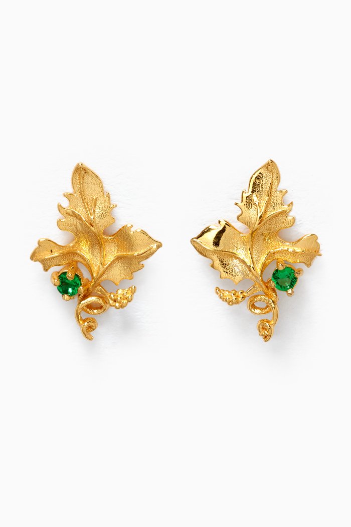 

Mini Siena Stud Earring in 24kt Gold-plated Bronze, Green