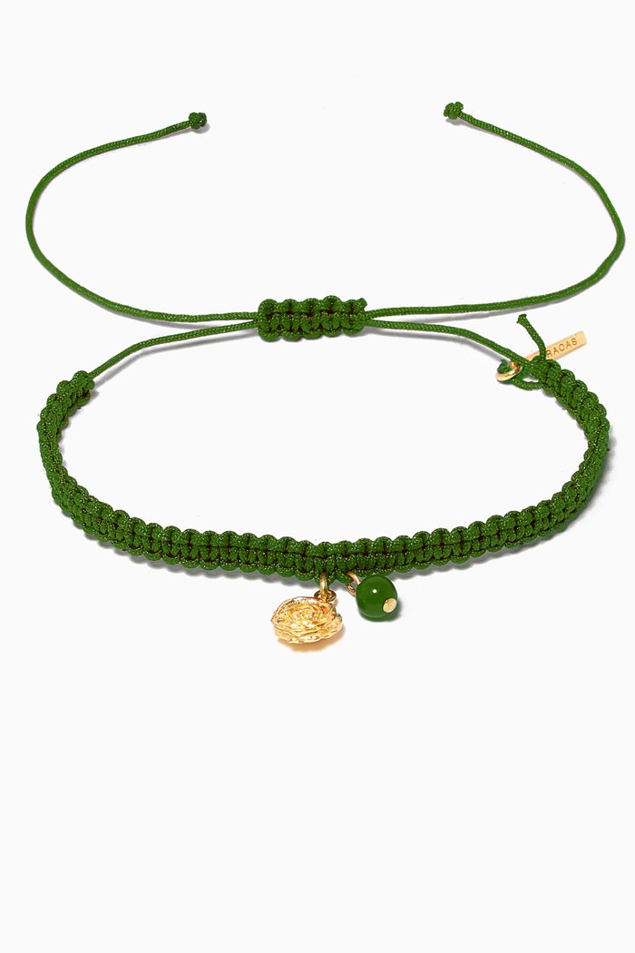 

Rosie Makrame Bracelet in 24kt Gold Plated Bronze, Green