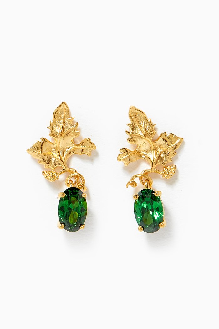 

Siena Earrings in 24kt Gold Plated Bronze, Green