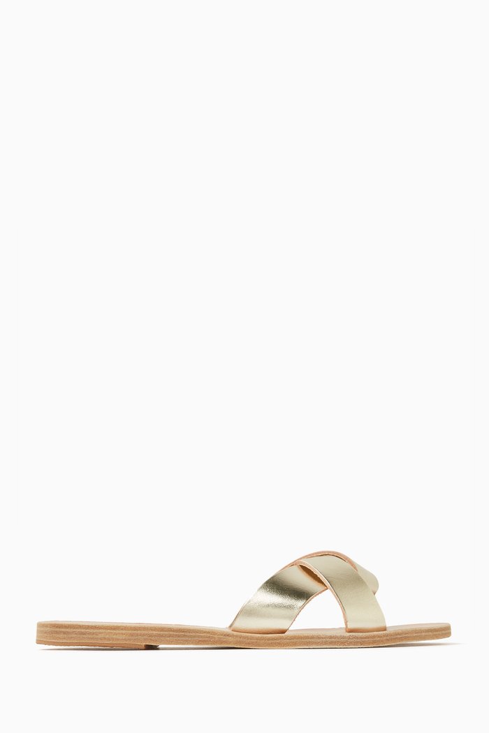 

Whitney Woven Sandals in Vachetta Leather, Gold