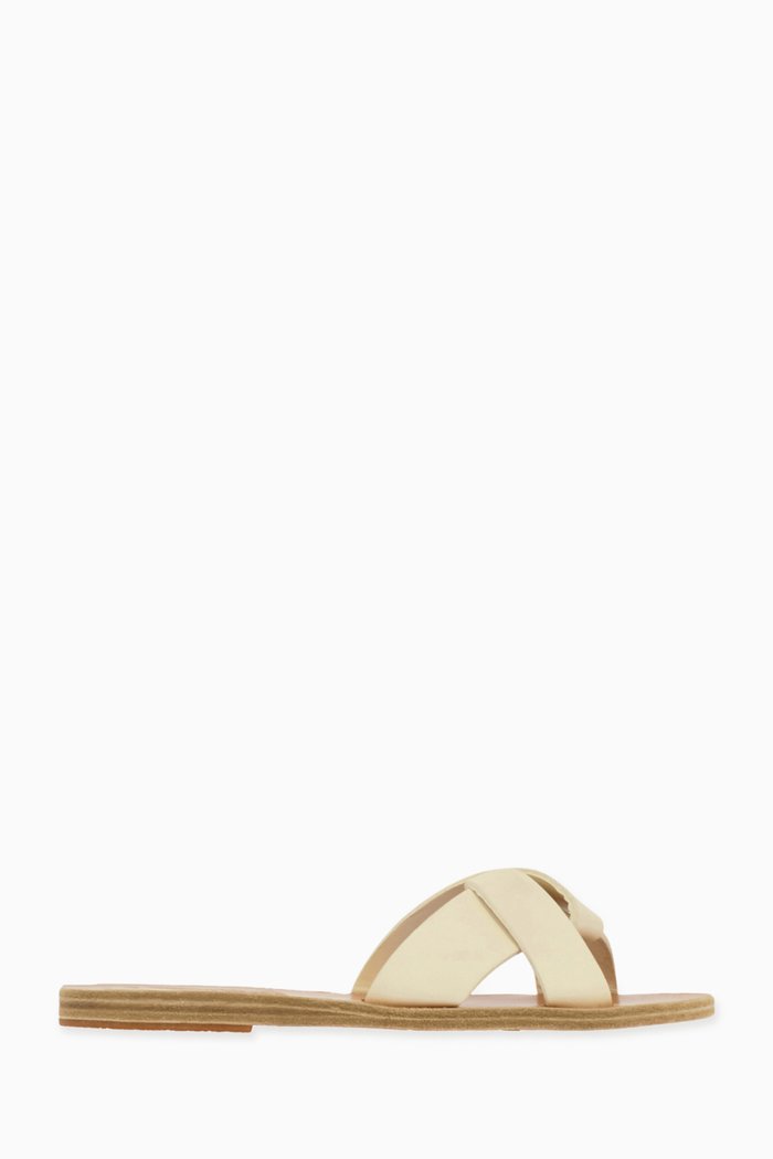 Whitney Woven Sandals in Vachetta Leather, White