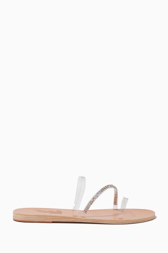 

Polytimi Diamante Strap Sandals in PVC & Leather, Brown