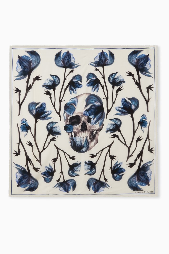 

Bell Flower Scarf, White