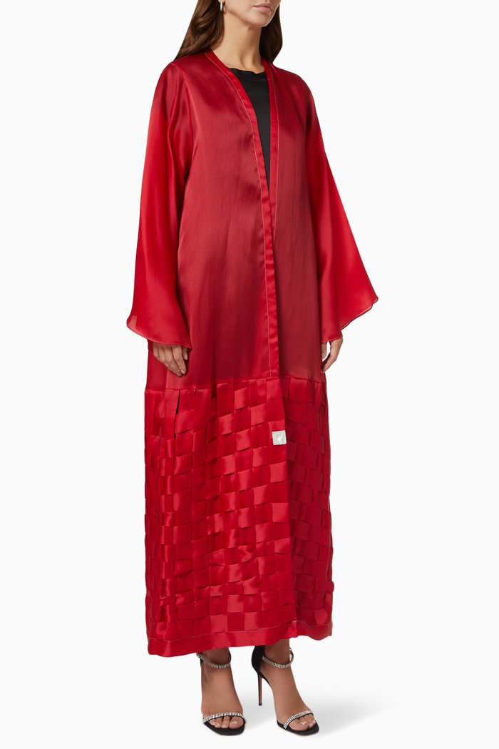 

Laser Square-cut Abaya in Organza, Red