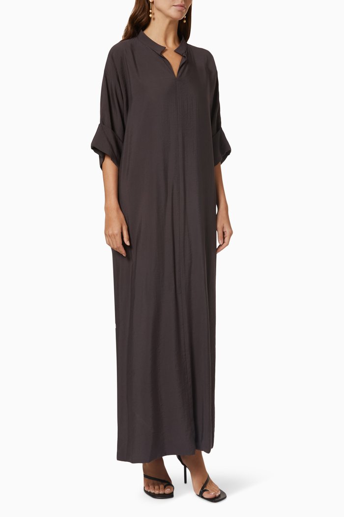 

Collared Dress in Cotton, Grey