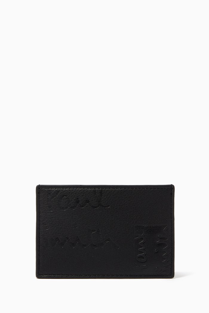 

Signature Logo Cardholder in Leather, Black