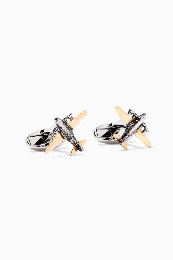

Plane Cufflinks in Metal, Silver
