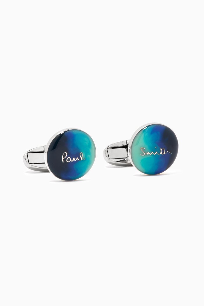 

Bubble Cufflinks in Metal, Blue