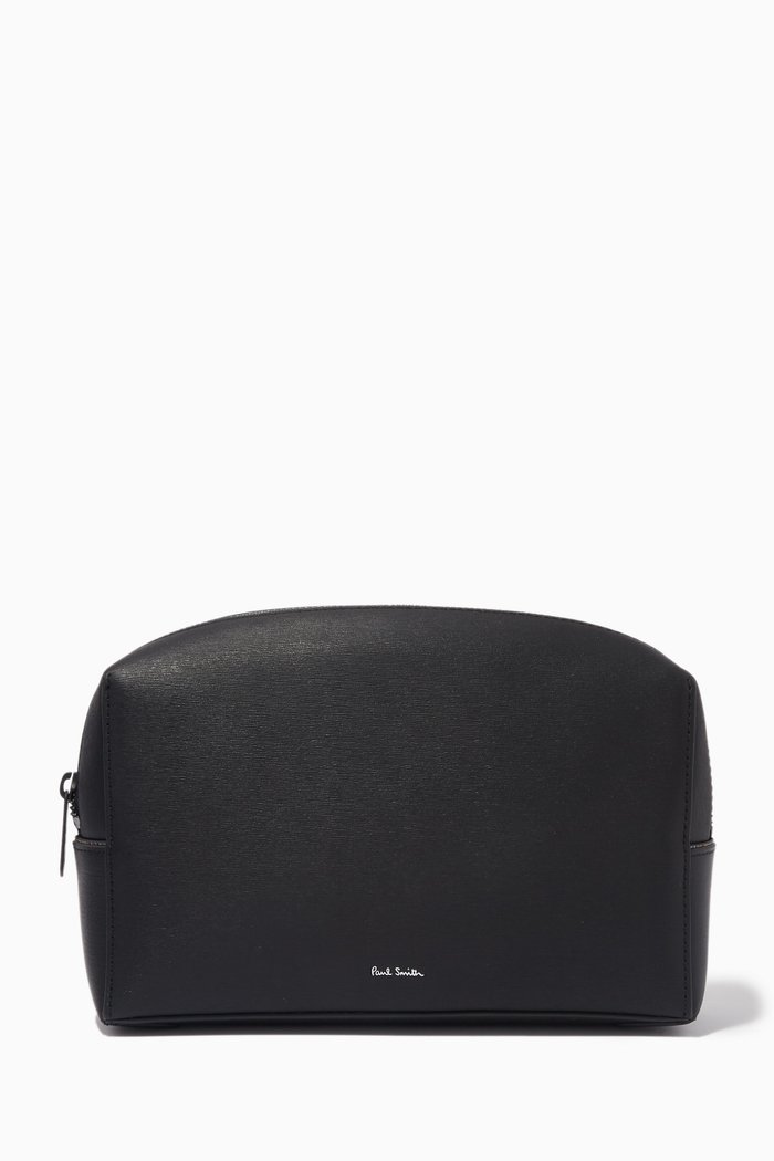 

Wash Bag in Embossed Leather, Black