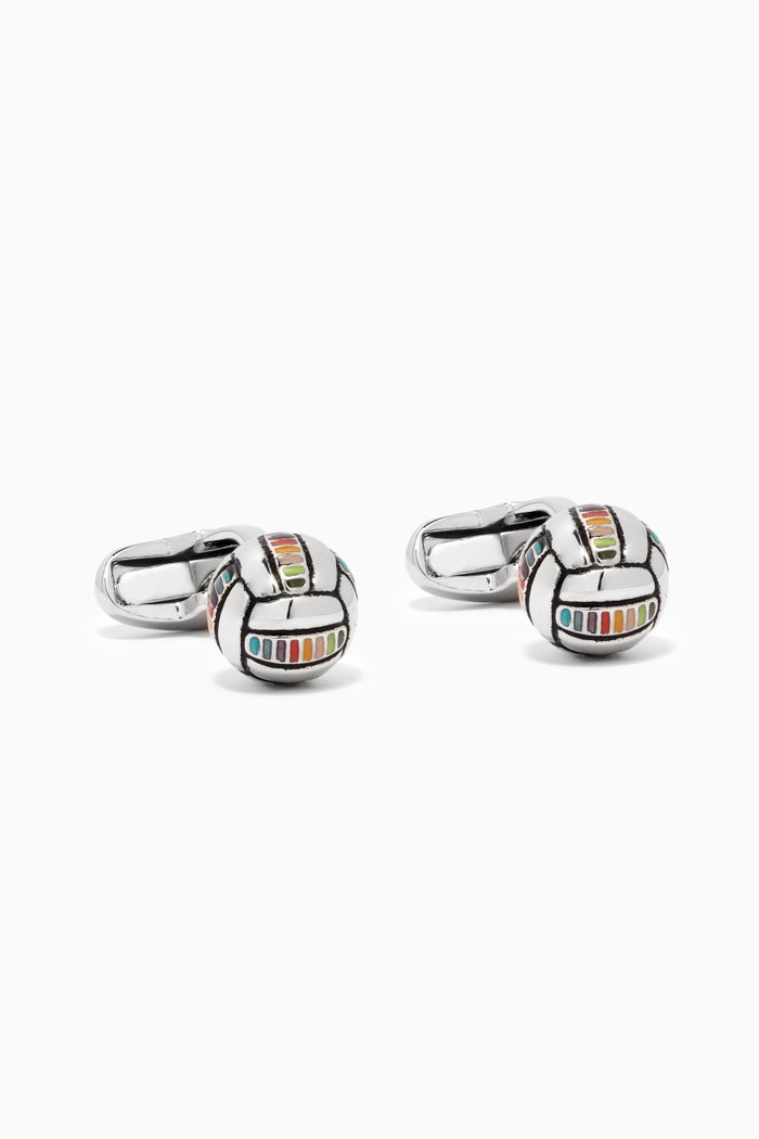 

'Artist Stripe' Football Cufflinks in Metal, Silver