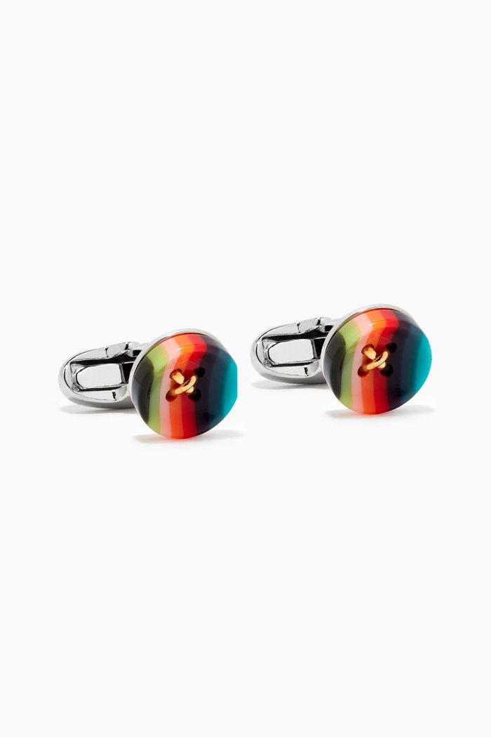 

Artist Stripe Button Cufflinks in Metal, Multicolour