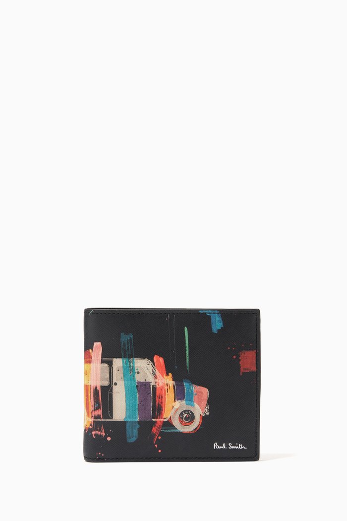 

Car Graphic Billfold Wallet in Leather, Black
