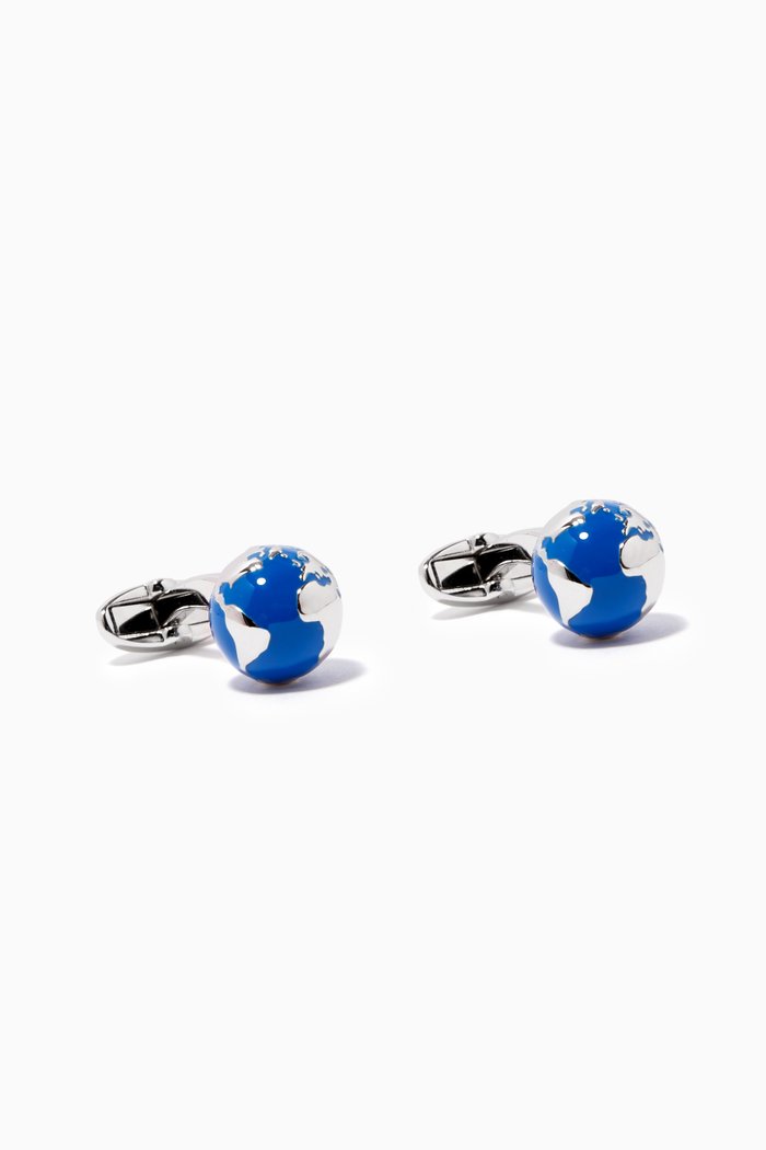 

Globe Cufflinks in Metal, Blue
