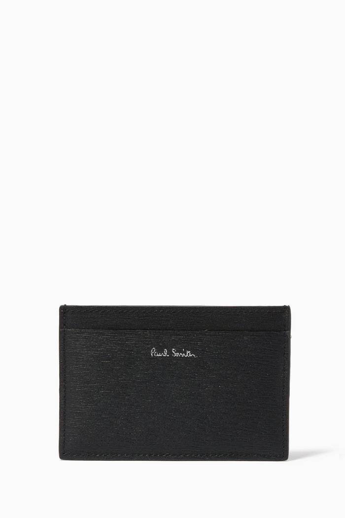 

Colour-blocked Card Holder in Leather, Black
