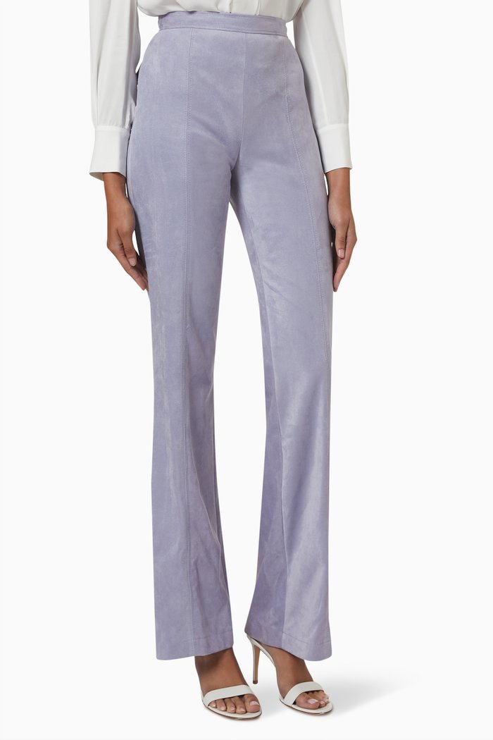 

Flared Trousers in Dainetto Heavy Suede, Purple