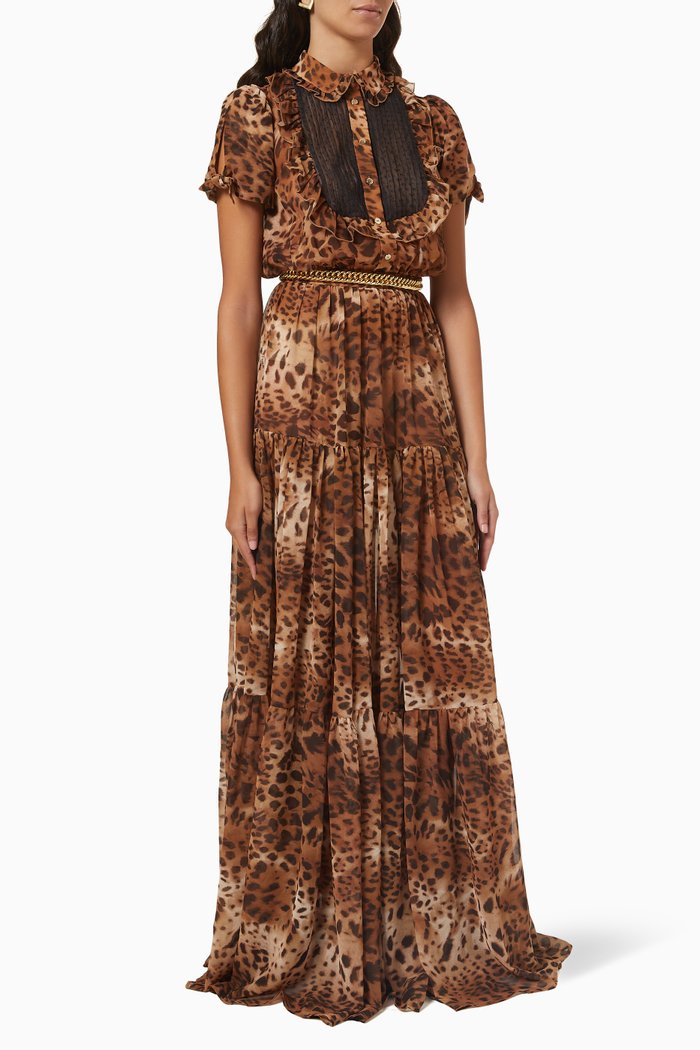 

Animal-printed Maxi Dress in Georgette, Neutral