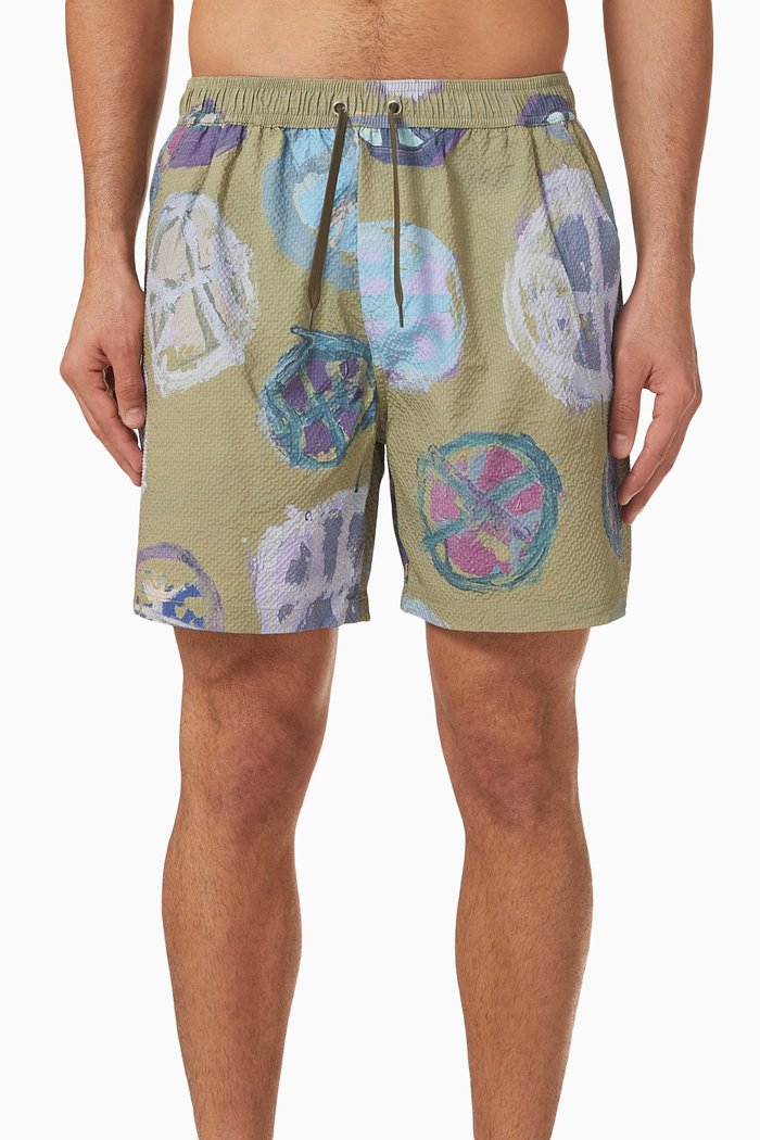 

Kabangu Swim Shorts in Seersucker Nylon, Green