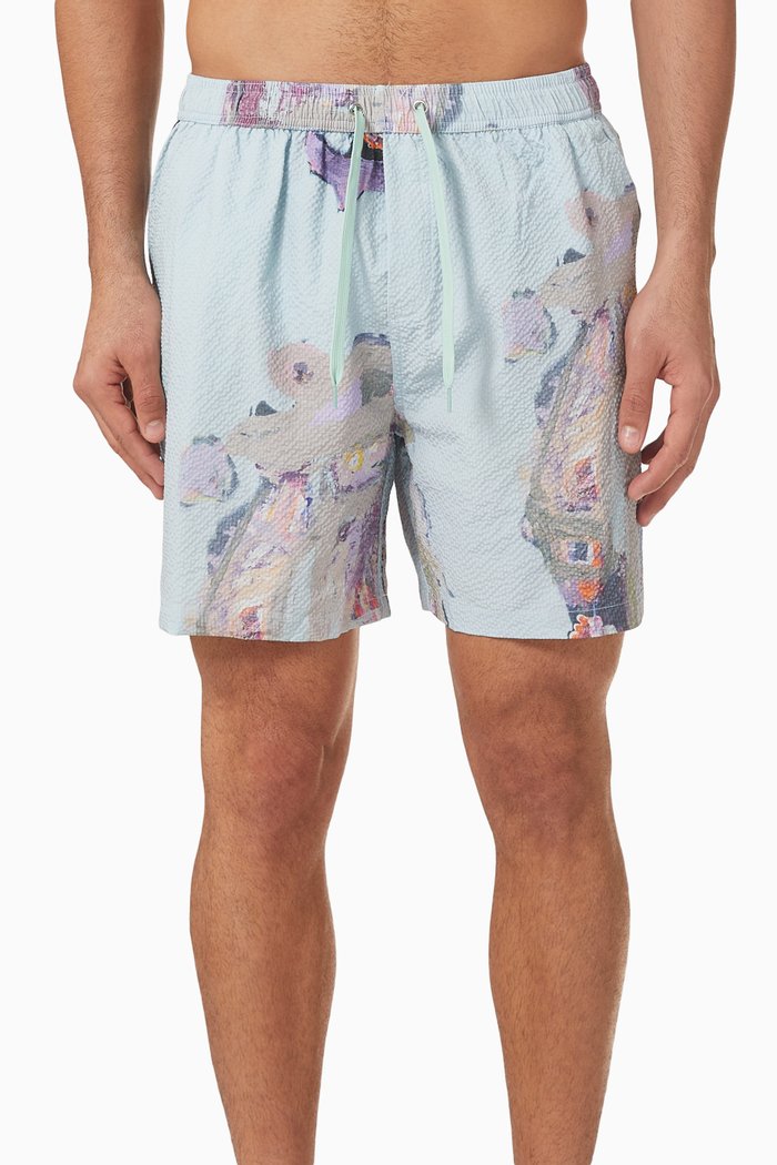 

Kabangu Swim Shorts in Seersucker Nylon, Blue