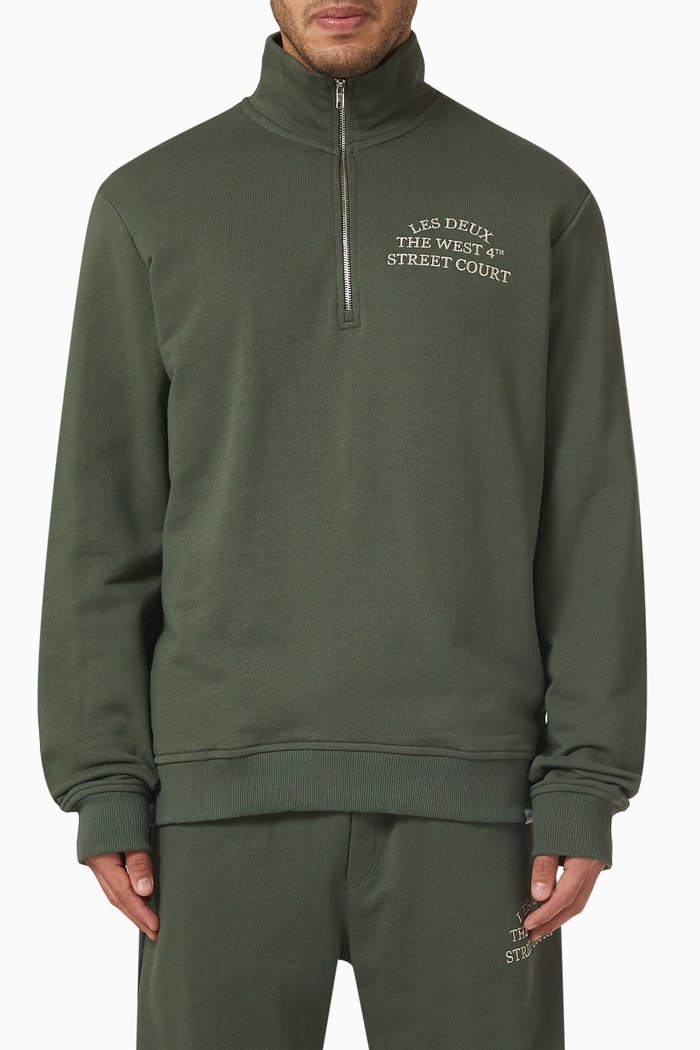 

Courtside Halfzip Sweatshirt in Organic Cotton, Green
