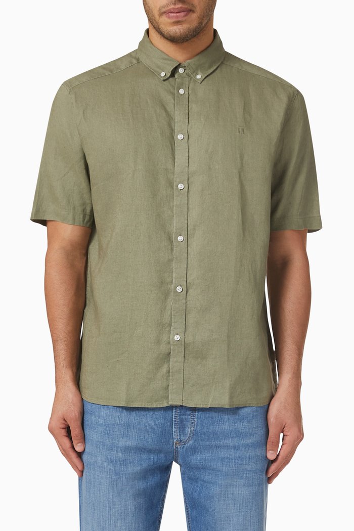 

Chris Shirt in Linen, Green
