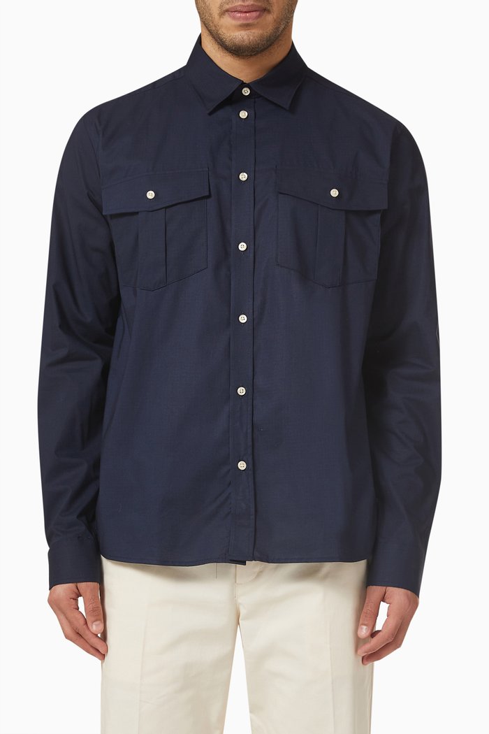 

Lincoln Shirt in Cotton Ribstop, Blue