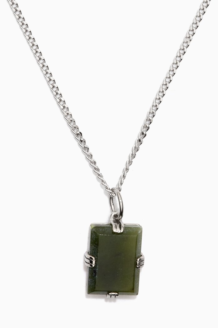 Lennox Agate Necklace in Sterling Silver, Green