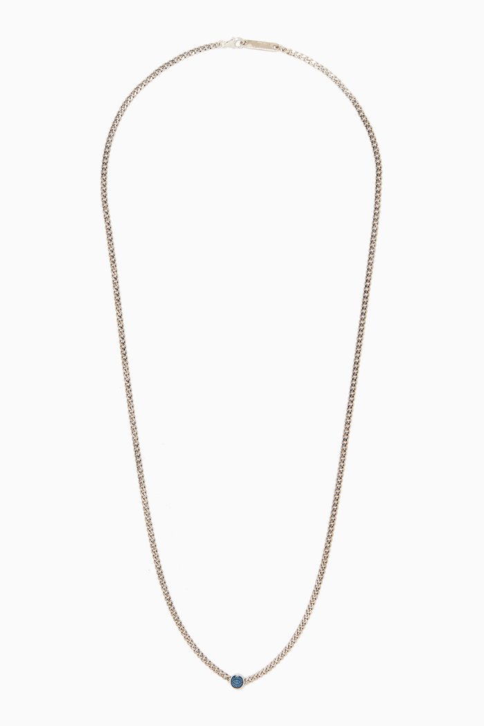 

Eye of Time Type Chain Necklace in Sterling Silver, Blue