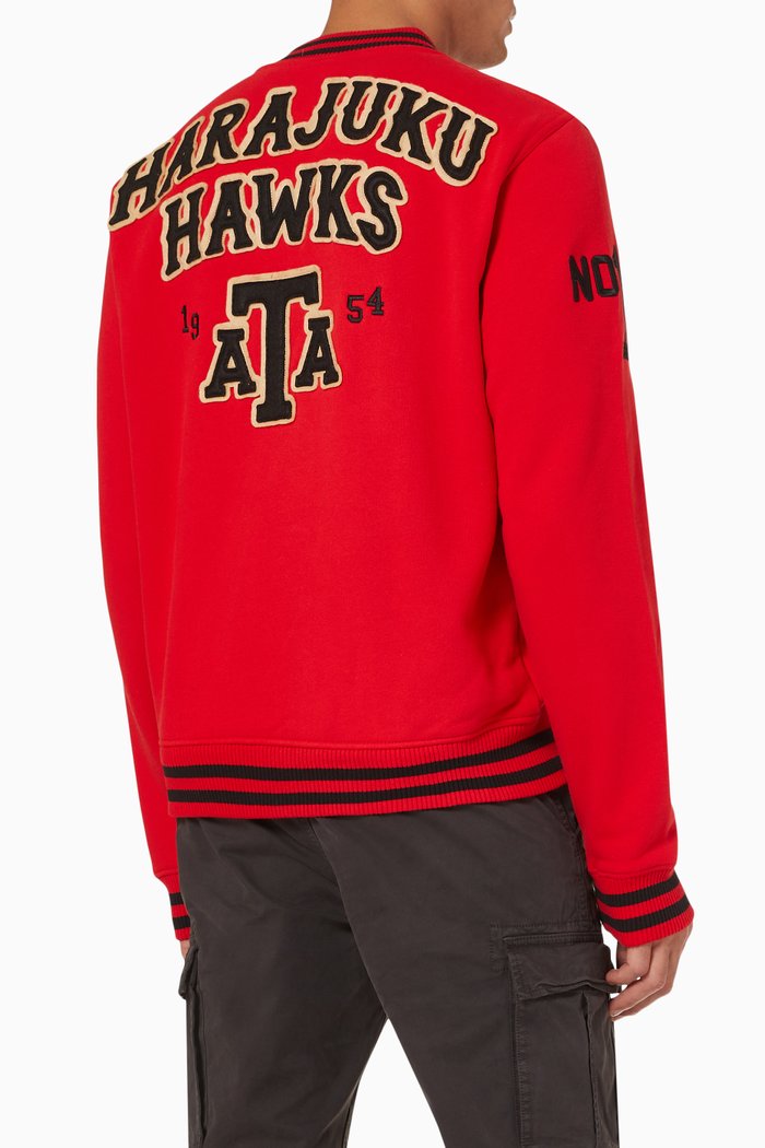 

Original & Vintage Collegiate Bomber Jacket in Cotton Jersey, Red