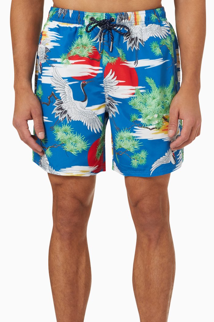 

Vintage Hawaiian Print Swim Shorts, Multicolour