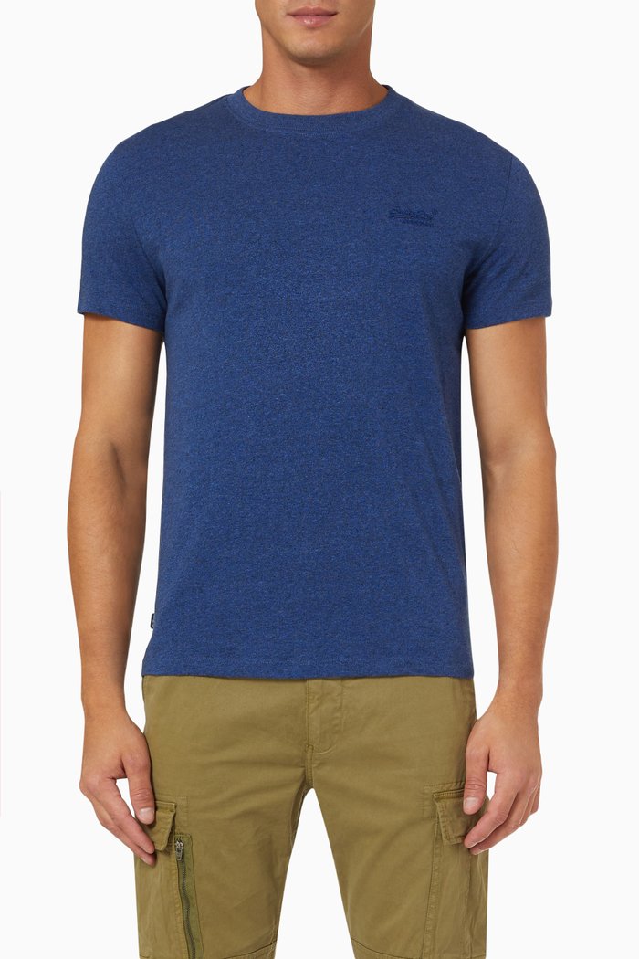 

Vintage Logo Embroidered T-shirt in Cotton Jersey, Blue