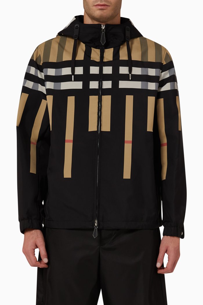 

Sliced Check Hooded Jacket in Nylon, Neutral