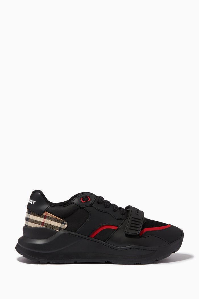 

Ramsey Vintage Check Sneakers in Mesh & Suede, Black