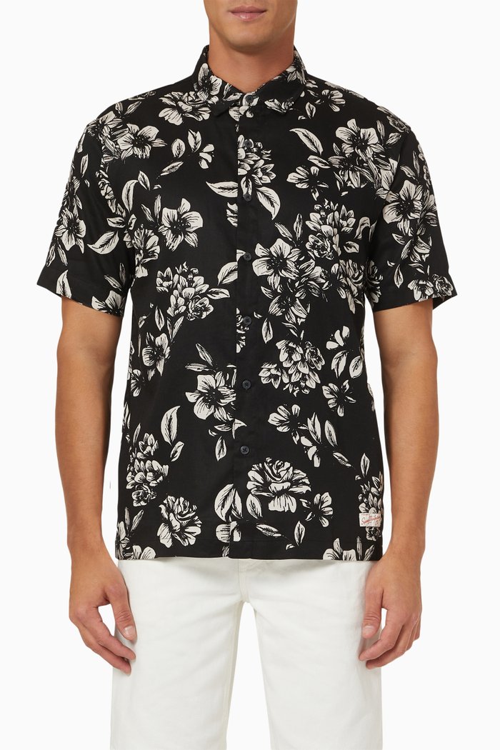 

Vintage Hawaiian Print Box Shirt, Black
