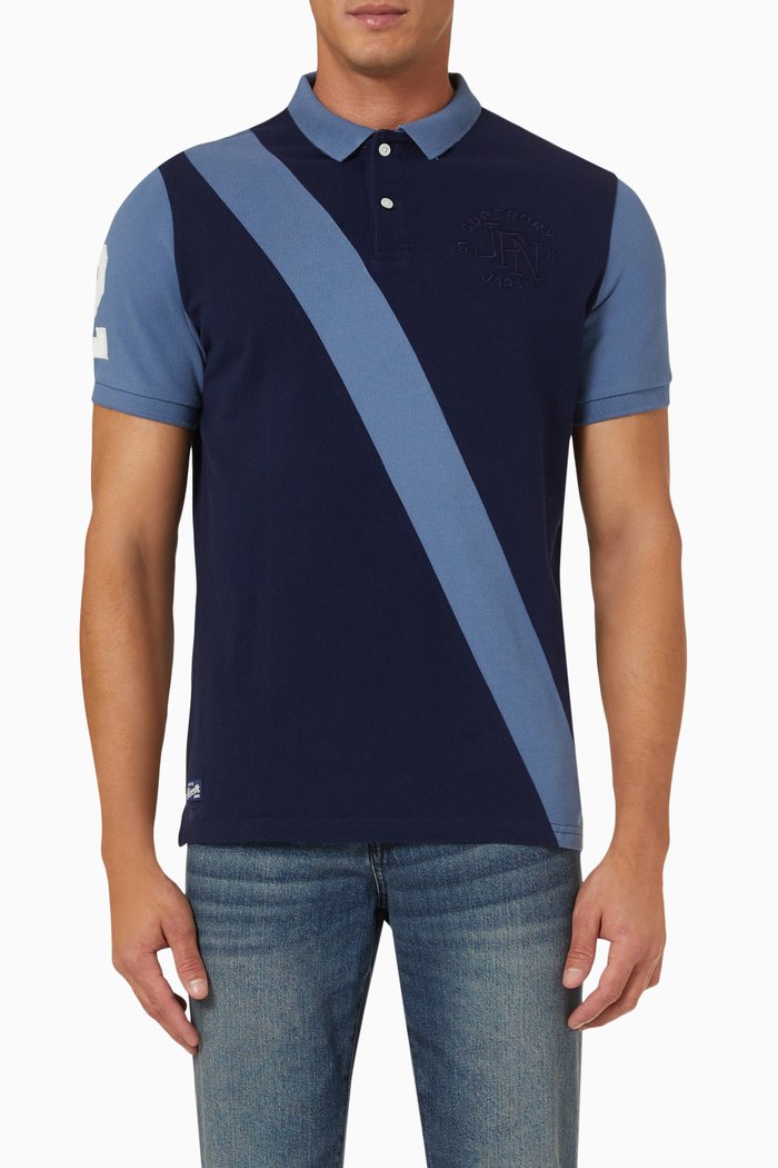 

Vintage Superstate Logo Polo Shirt in Organic Cotton, Blue