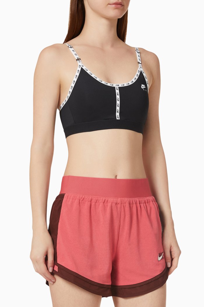 

Nike Air Dri-FIT Indy Logo Tape Sports Bra in Stretch Nylon, Black