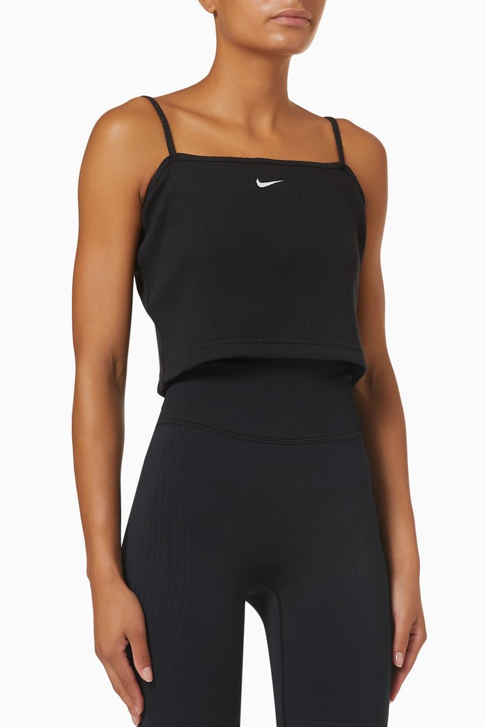 

Crop Top in Ribbed Cotton, Black